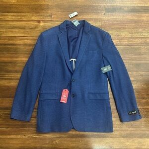 NWT Express Stretch Performance Slim Moisture Wicking Blazer Heather Navy